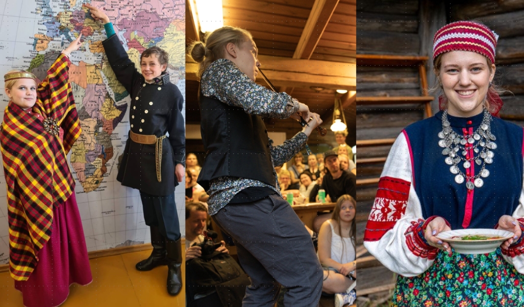 Valokuvakooste nuorista kulttuuriperinnön harjoittajista.