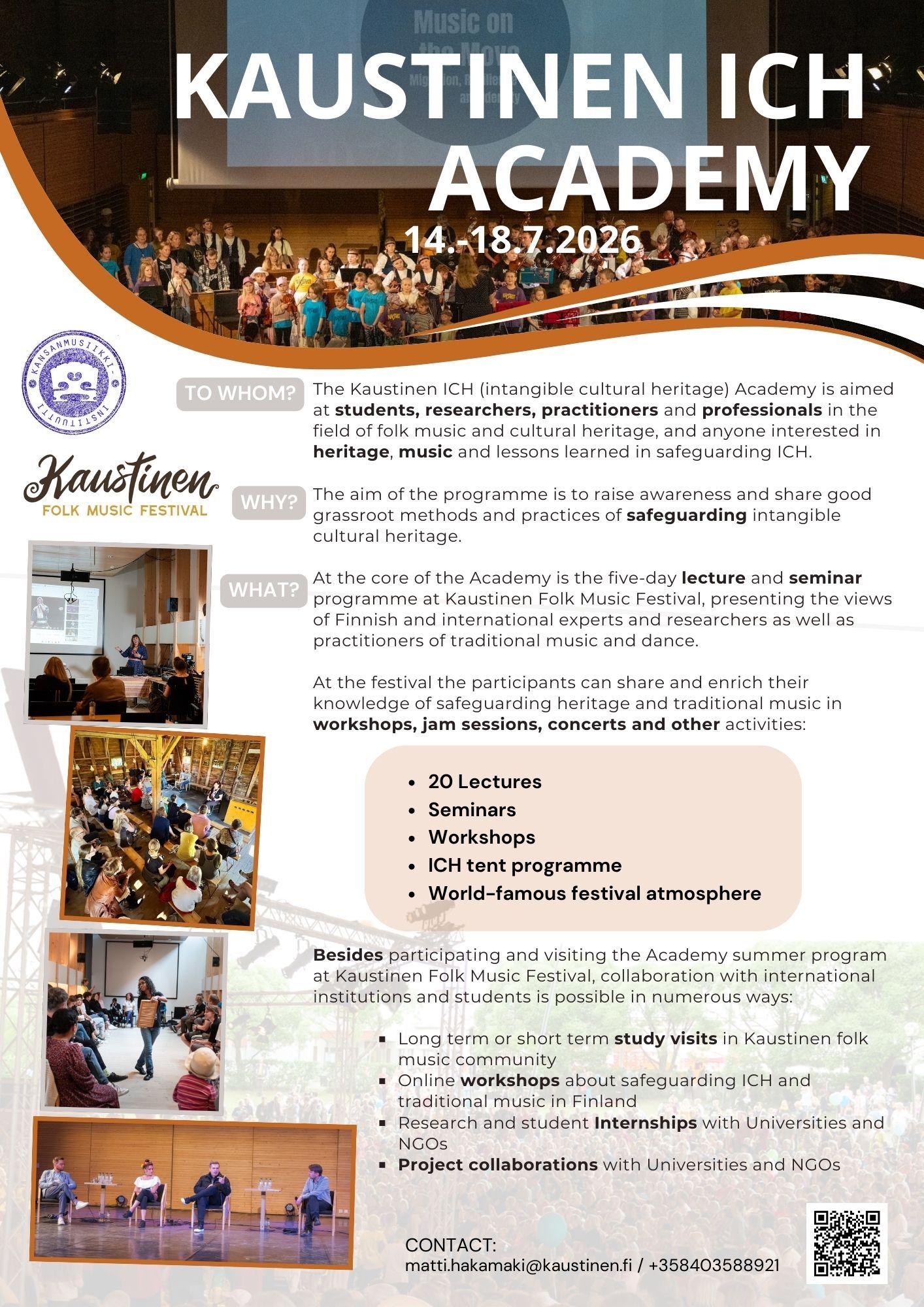 Lapsipelimanneja yllään kaustislaisten uusi esiintymispuku, jonka Anneli Qveflander ja Irma Rewell suunnittelivat. Vas Tarmo Isokangas, Asko Hanhikoski, Kreeta-Maria Kentala, Kirsi-Marja Hiivala, Juha Timonen (viulu), Eija Finnilä, Sirpa Kattilakoski.